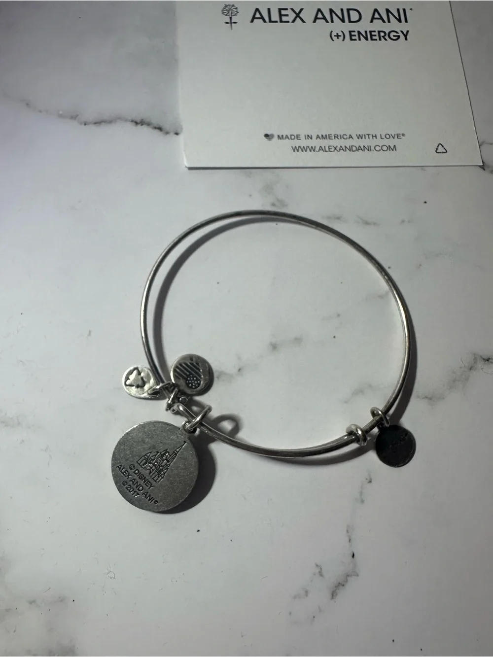Alex and Ani Silver Tone Disney Castle Charm Bangle Bracelet
